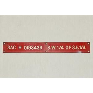 Vintage Red Porcelain Oil Field Strip Sign Well Pump Jack Lease Marker 24x3 56B